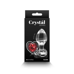 NS Novelties Crystal Desires Red Heart Glass Butt Plug - Medium