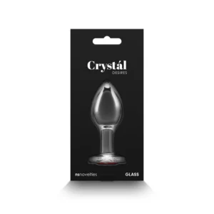 NS Novelties Crystal Desires Red Heart Glass Butt Plug - Medium