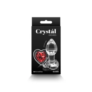 NS Novelties Crystal Desires Red Heart Glass Butt Plug - Small