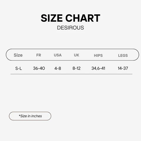 Strap-on-Me Desirous Leather Harness Size Chart