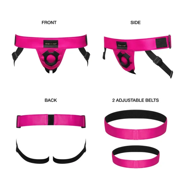 Strap-on-Me Curious Leather Harness - Fuchsia