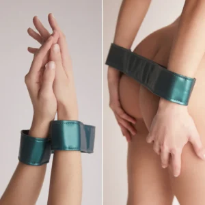 Strap-on-Me Curious Leather Harness - Metallic Green