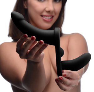 XR Brands Strap-U Double Take Double Penetration Vibrating Strap-On Harness - Black