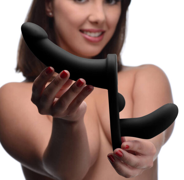 XR Brands Strap-U Double Take Double Penetration Vibrating Strap-On Harness - Black