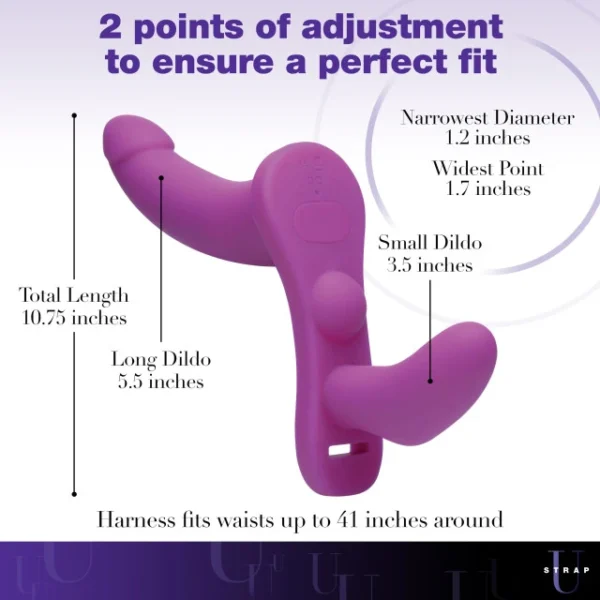 XR Brands Strap-U Double Take Double Penetration Vibrating Strap-On Harness - Purple