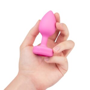 b-vibe vibrating heart butt plug pink topaz | Small/Medium