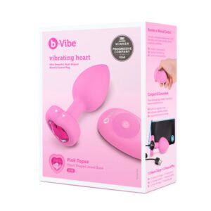 b-vibe vibrating heart butt plug pink topaz | Small/Medium