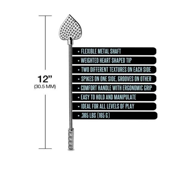 NIXIE Stainless Steel Riding Crop, Flaming Heart