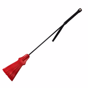 ROUGE Leather Tasseled Riding Crop - Red