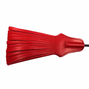 ROUGE Leather Tasseled Riding Crop - Red