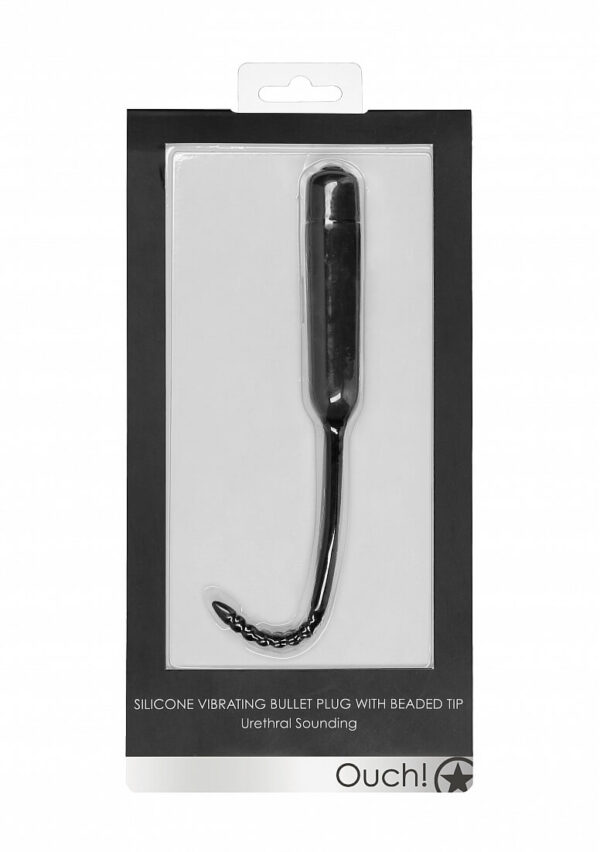 Shots Ouch! | Urethral Sounding Silicone Vibrating Bullet Plug with Beaded Tip