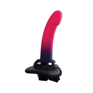 VeDO Duo Silicone Dildo w_Harness - Pink & Purple