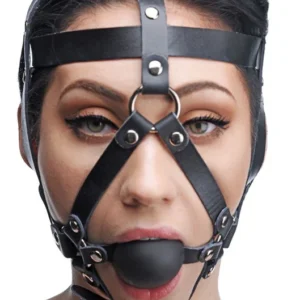 Master Series | Hostage Leather Head Harness with Ball Gag