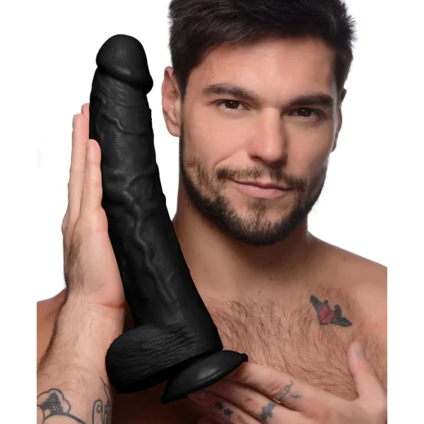 XR Brands Master Cock Hung Harry 11.75 Inch Black Dildo with Balls