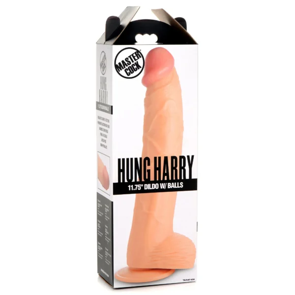 XR Brands Master Cock Hung Harry 11.75 Inch White Dildo with Balls