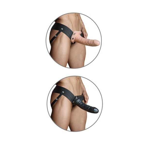 Dr. Skin By Blush 6-Inch Long Hollow Strap-On Dildo - Vanilla & Black