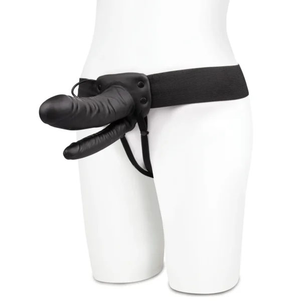 Lux Fetish | Unisex Vibrating Hollow Double Penetration Strap-On Dildo