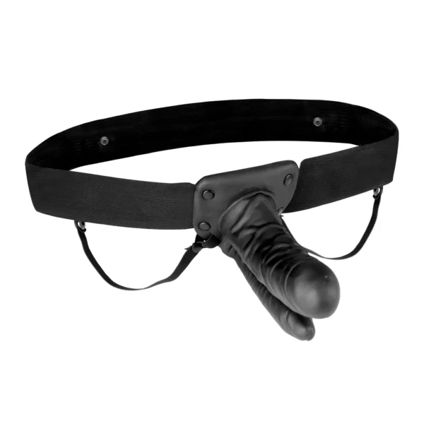 Lux Fetish | Unisex Vibrating Hollow Double Penetration Strap-On Dildo