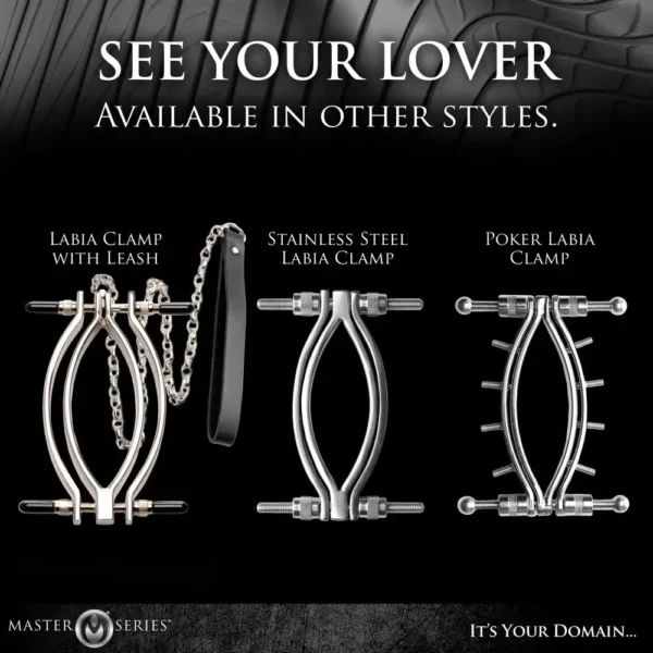 Master Series | Extreme Restraints | Spread 'Em Poker Labia Clamp with Adjustable Pressure Screws