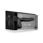 Ouch! Ribbed 8 in. Hollow Strap-On with Balls - Black