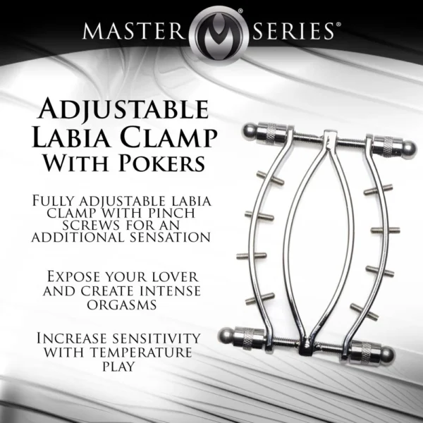 Master Series | Extreme Restraints | Spread 'Em Poker Labia Clamp with Adjustable Pressure Screws