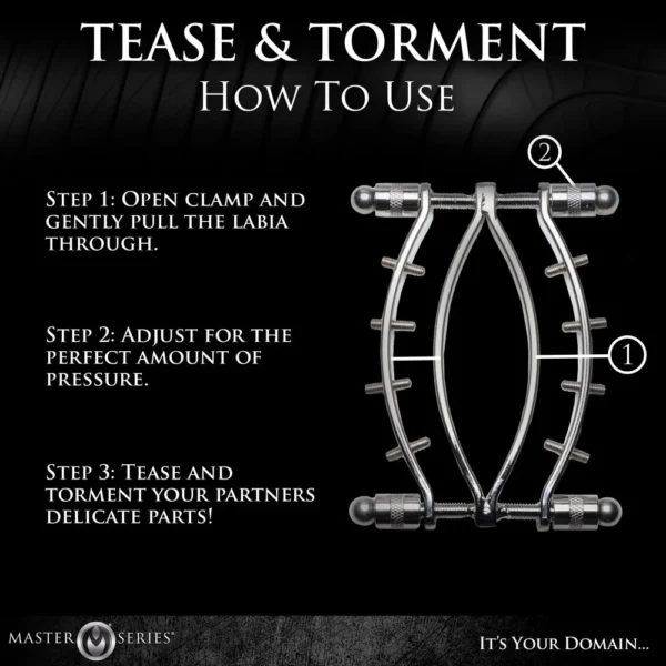 Master Series | Extreme Restraints | Spread 'Em Poker Labia Clamp with Adjustable Pressure Screws