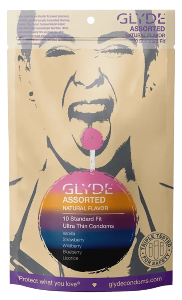GLYDE ULTRA Thin Standard Fit Condoms Assorted Organic Flavors 10-Count