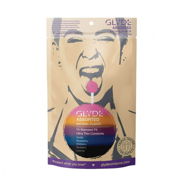 GLYDE ULTRA Thin Standard Fit Condoms Assorted Organic Flavors 10-Count