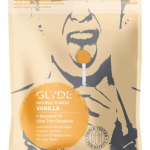 GLYDE ULTRA Thin Standard Fit Condoms Organic Vanilla Flavor 4-Count