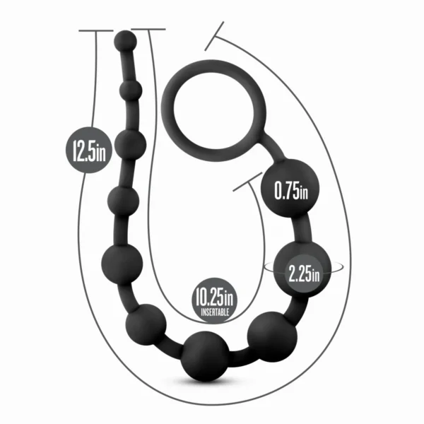Anal Adventures Platinum By Blush Black 12.5-Inch Anal Beads