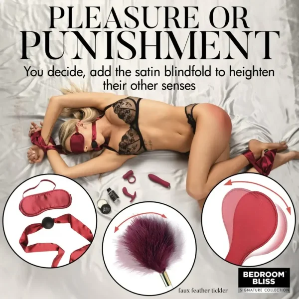 Bedroom Bliss Lover's Bondage, Massage, & Vibrator Set - Pleasure or Punishment