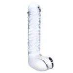 Gläs 8 Realistic Ribbed Glass G-Spot Dildo with Balls