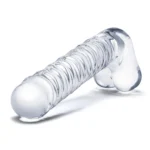 Gläs 8 Realistic Ribbed Glass G-Spot Dildo with Balls