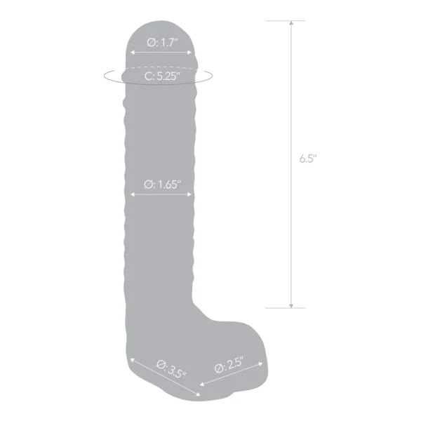 Gläs 8 Realistic Ribbed Glass G-Spot Dildo with Balls