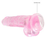 RealRock Crystal Clear 8 Phallic Dildo with Balls - Pink