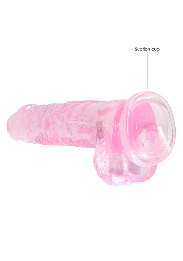 RealRock Crystal Clear 8 Phallic Dildo with Balls - Pink
