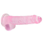 RealRock Crystal Clear 8 Phallic Dildo with Balls - Pink