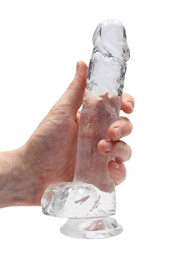RealRock Crystal Clear 8 Phallic Dildo with Balls - Transparent