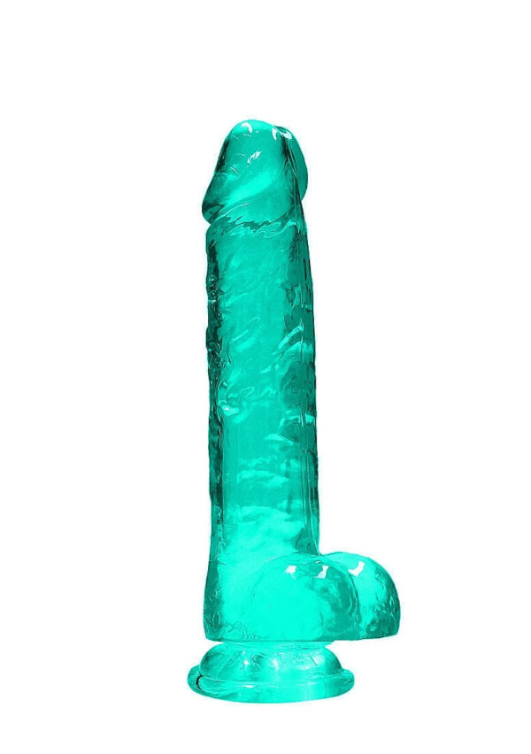 RealRock Crystal Clear 8 Phallic Dildo with Balls - Turquoise