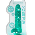 RealRock Crystal Clear 8 Phallic Dildo with Balls - Turquoise