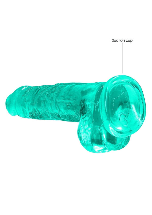 RealRock Crystal Clear 8 Phallic Dildo with Balls - Turquoise