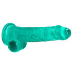 RealRock Crystal Clear 8 Phallic Dildo with Balls - Turquoise