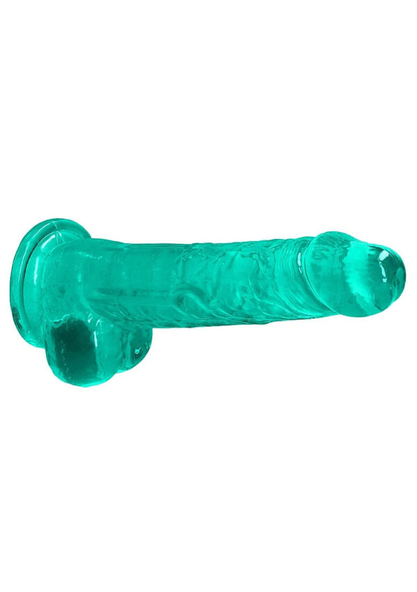 RealRock Crystal Clear 8 Phallic Dildo with Balls - Turquoise