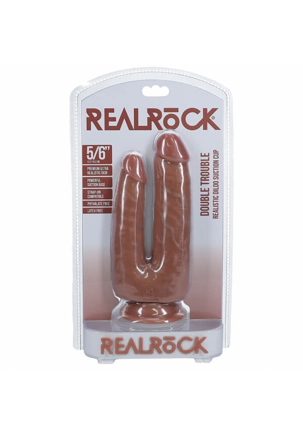 RealRock Double Trouble 5 in. / 6 in. Double Dildo - Tan