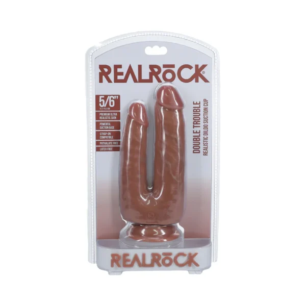 RealRock Double Trouble 5 in. / 6 in. Double Dildo - Tan