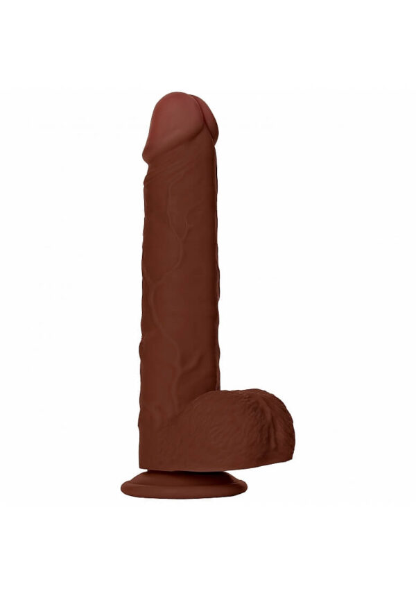 RealRock Realistic Skin - 9 Straight Realistic Dildo with Balls and Suction Cup - Brown
