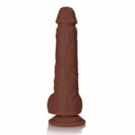 RealRock Realistic Skin - 9 Straight Realistic Dildo with Balls and Suction Cup - Brown