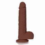 RealRock Realistic Skin - 9 Straight Realistic Dildo with Balls and Suction Cup - Brown