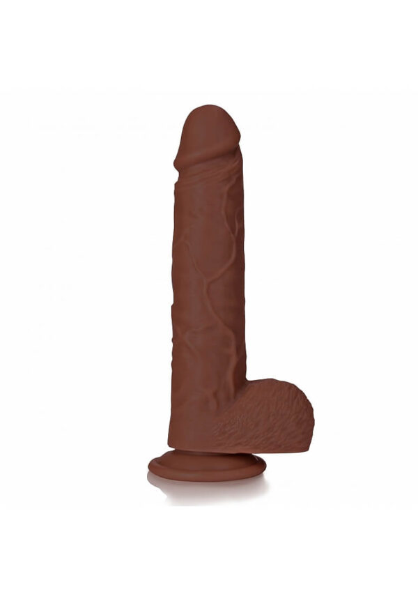 RealRock Realistic Skin - 9 Straight Realistic Dildo with Balls and Suction Cup - Brown