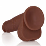 RealRock Realistic Skin - 9 Straight Realistic Dildo with Balls and Suction Cup - Brown
